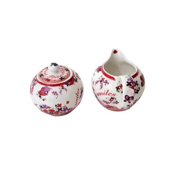 Red Hat Society Pink Chintz Teapot, Sugar and Creamer Set Cardew Designs - Picture 11 of 12